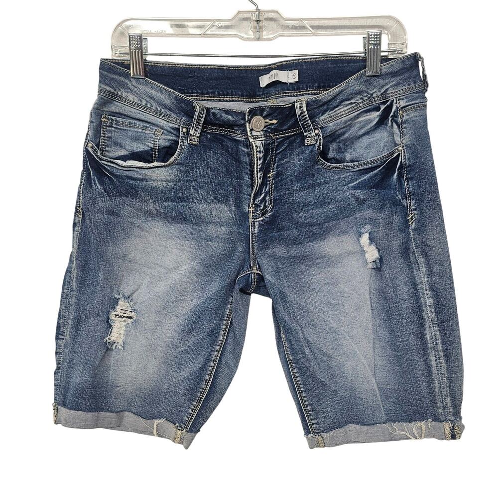 VTG Y2K YMI Jean Shorts Denim Size 11 Waist 32 Summer Faded Distressed Festival